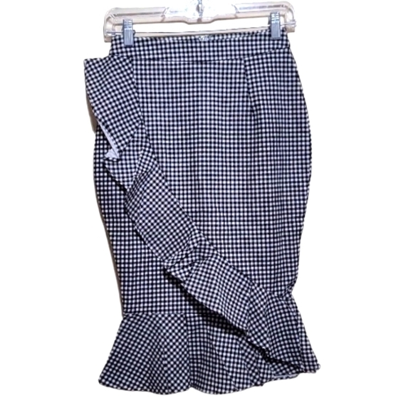 Missguided Aline Pencil Ruffle Plaid Checked Skirt Size 2 - Picture 1 of 8